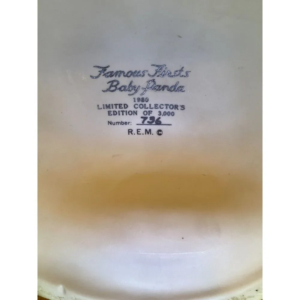 FAMOUS FIRSTS BABY PANDA PORCELAIN LIQUOR DECANTER - 8